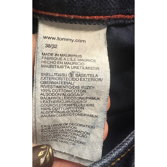 Tommy Hilfiger Jeans Mens 38x32 Dark Wash Blue Custom Straight Premium Denim - Picture 7 of 12